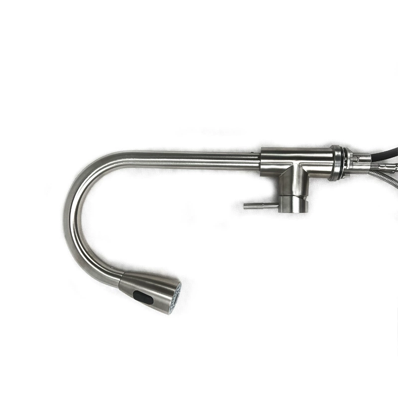 Kitchen 304 stainless steel pumping and hot -cold water faucet rotating brushed kitchen washing basin water tank telescopic faucet