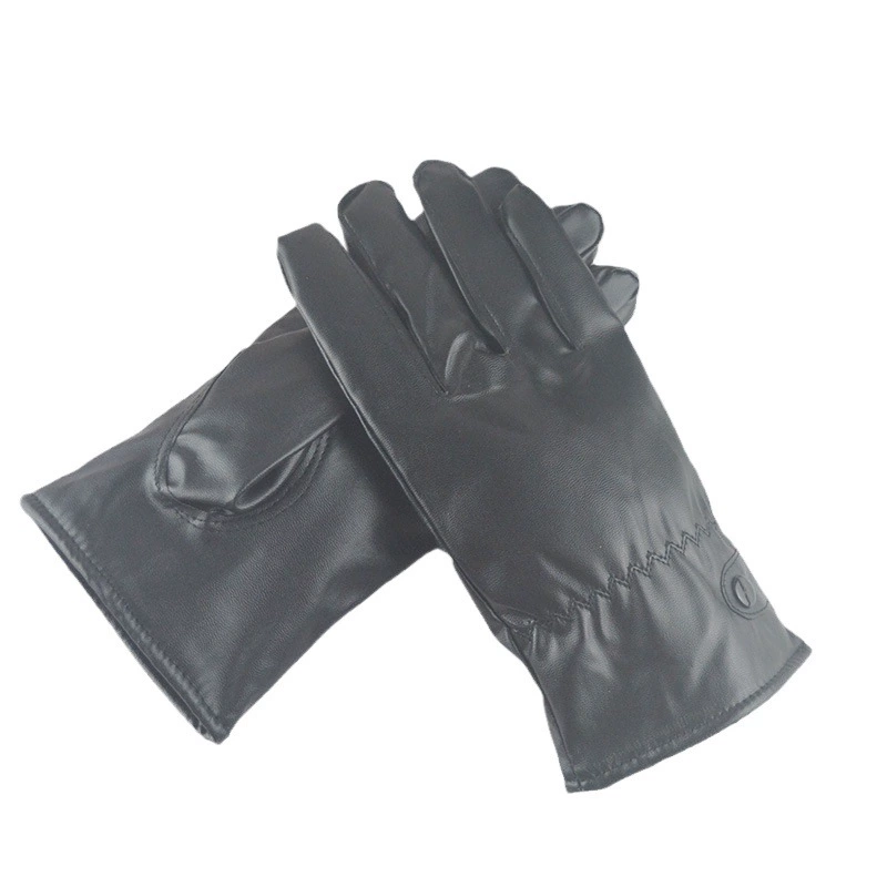 Новые Мужские осенне-зимние перчатки из искусственной кожи на флисовой подкладке, кожаные перчатки для сенсорного экрана, уличные мотоциклетные аккумуляторные автомобильные женские перчатки