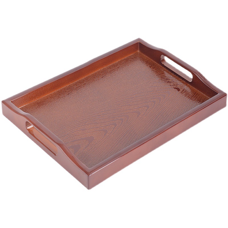 Bandeja de plástico de gran tamaño, plato cuadrado largo, gran antideslizante, taza de té doméstica, Sala de estar, bandeja de salón de belleza de madera japonesa