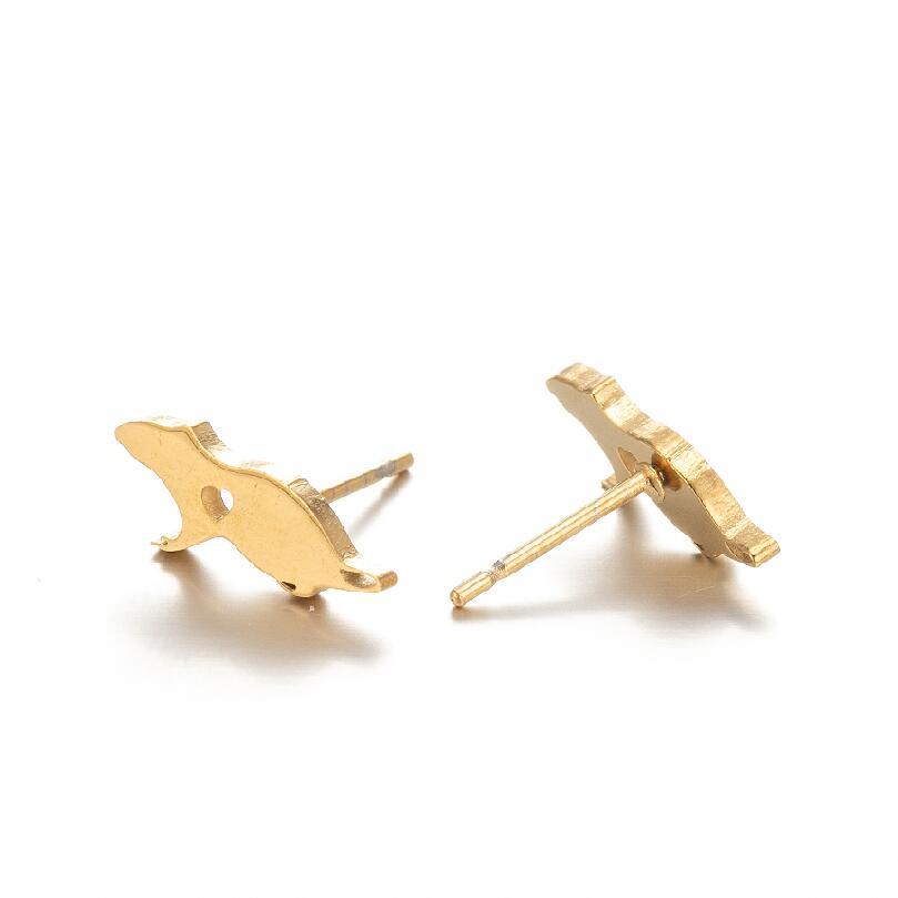 Animal Pattern Women'S Gender PVD Coated 18K Gold Real Gold Plated Animal 304 Stainless Steel Simple Style Waterproof Non Tarnish Ear Studs