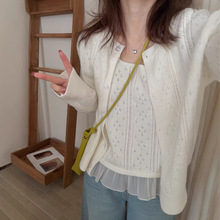 圆领蕾丝拼接气质淑女针织两件套女2026春季新款甜美针织开衫潮潮