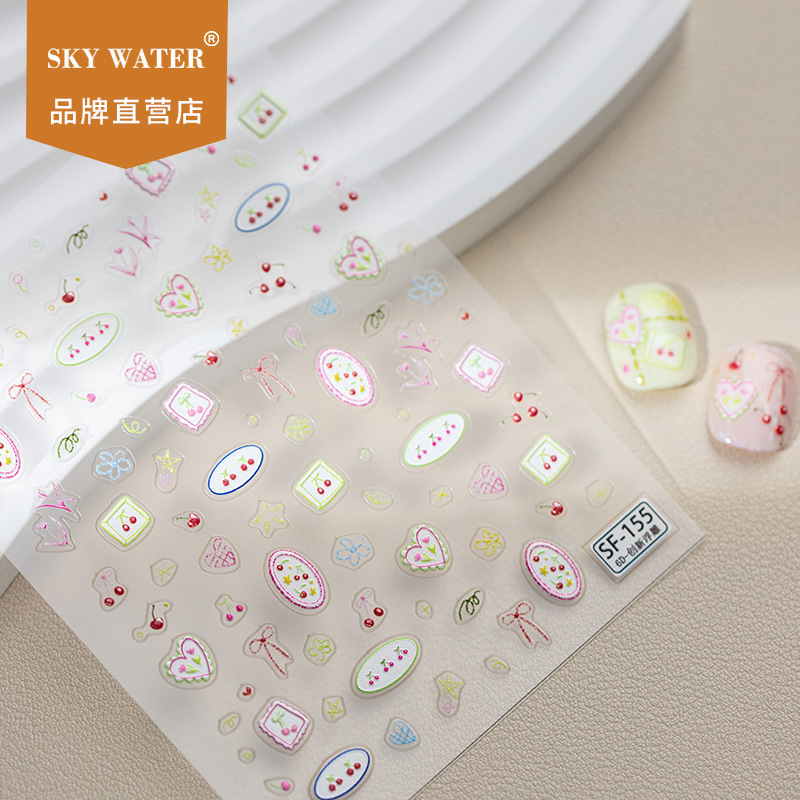 Sky网红ins mini小图案蝴蝶结樱桃星星美甲贴纸可爱水杯diy装饰贴|undefined