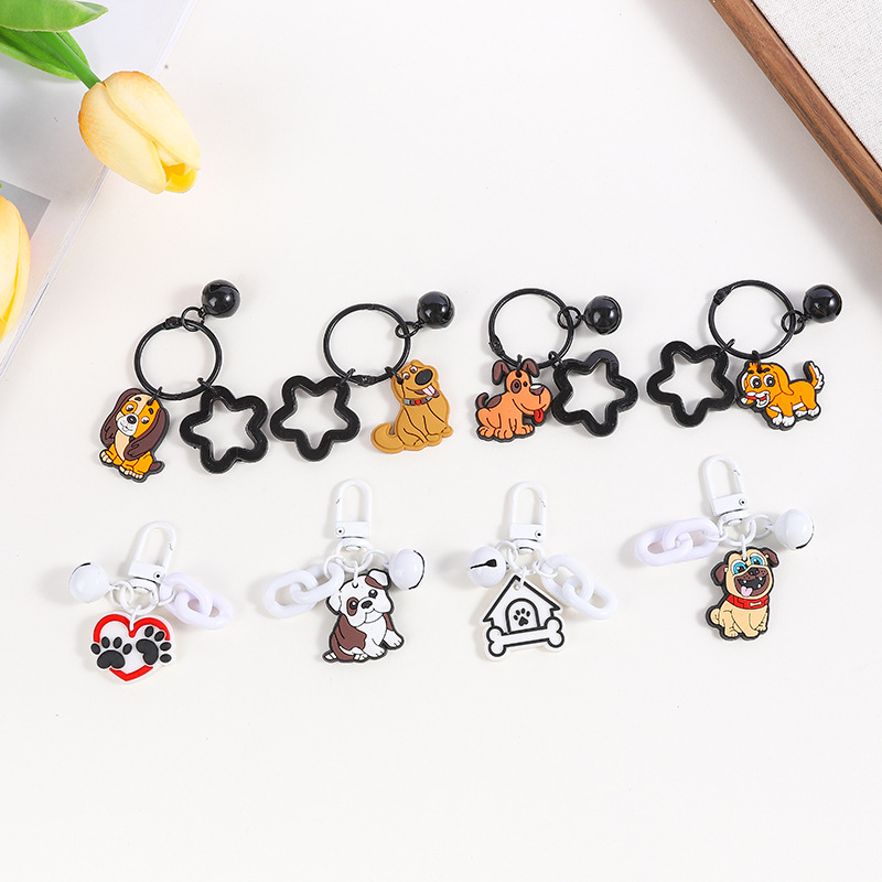 새로운 개 시리즈 창조적 인 키 체인 둔황 PVC 부드러운 고무 DIY 장식 창조적 인 자동차 펜던트 스쿨 백 키 체인