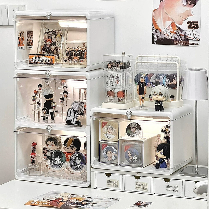 Небольшой ящик для хранения закусок с прозрачной акриловой многослойной пылезащитной подставкой.