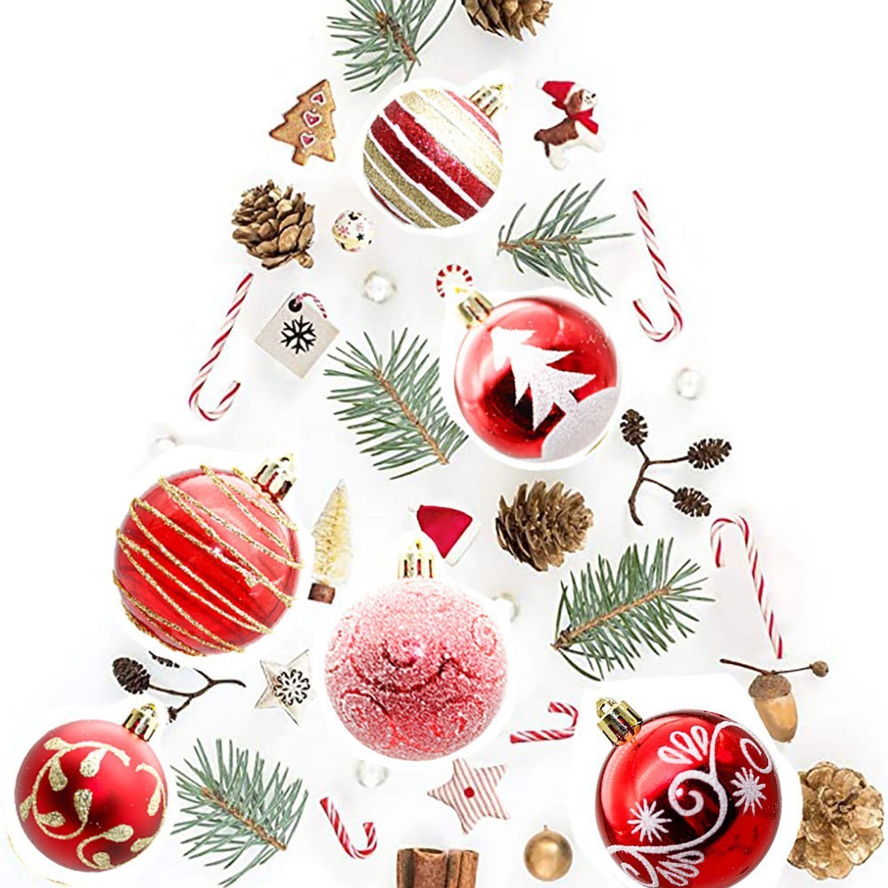 Neues Weihnachtsdekorationsset: 6 cm große, 24-teilige PVC-Eimer-Kugeln in verschiedenen Farben_voghion.com