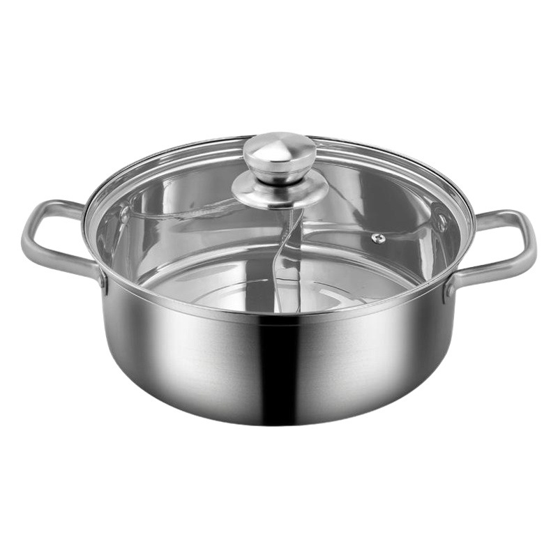 304 Stainless Steel Mandarin Duck Pot Induction Cooker Pot Two-Flavor Hot Pot Pot Double Bottom Hot Pot Basin Large Capacity Household Commercial Pot