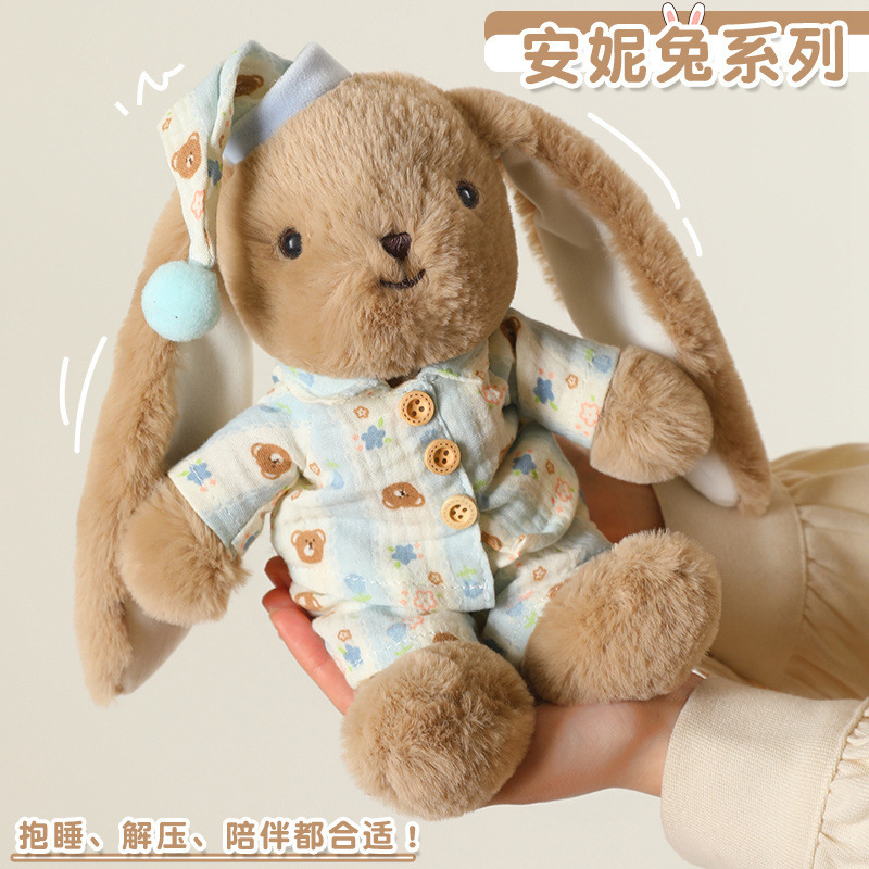 Cute Mousse Rabbit Pajamas Dress-Up Doll, Long-Eared Children's Comfort Doll, Couple's Version, Abebe Cute Mousse Rabbit Pajamas Dress-Up Doll, Long-Eared Children's Comfort Doll, Couple's Version, Abebe