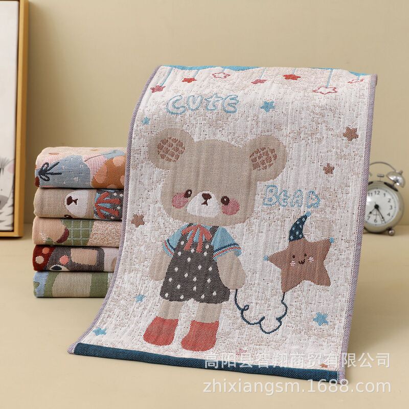 Gaoyang factory wholesale children's 25*50 cotton jacquard children's towel dark cartoon thick soft absorbent towel Gaoyang factory wholesale children's 25*50 cotton jacquard children's towel dark cartoon thick soft absorbent towel