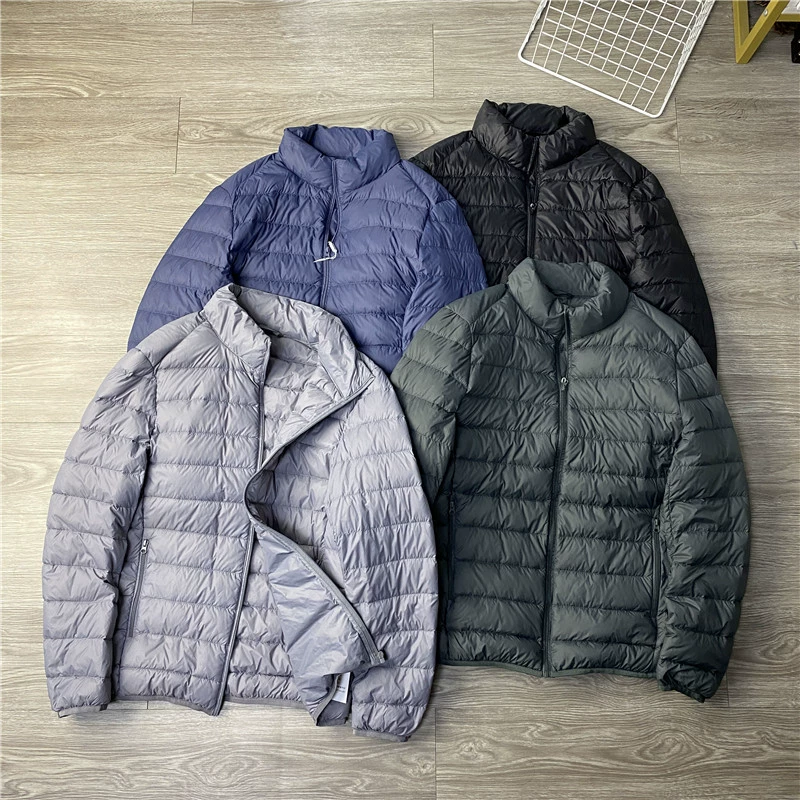 Внешняя торговля, чтобы забрать утечку! Примерочная в том же стиле, 90% Белая бархатная осенне-зимняя Мужская ветрозащитная Водонепроницаемая легкая пуховая куртка с вертикальным воротником и хлопковой подкладкой