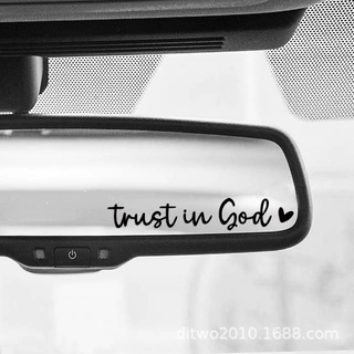 2件装 trust in god汽车后视镜贴 跨境热销化妆镜装饰贴纸