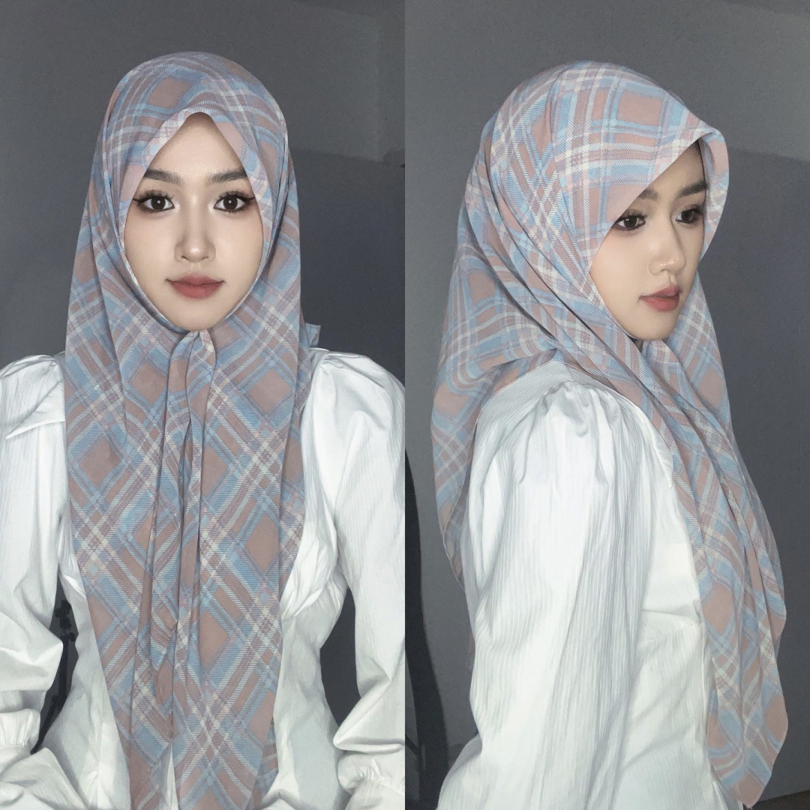 3#블루 핑크 체크