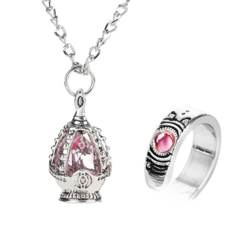 Anime Mahou Shoujo Madoka Soul Gem Necklace Ring Set Jewelry Pendant