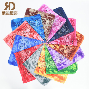 54 * 54CM polyester tie-dyed cashew flower square scarf wholesale ameikaji bandana outdoor hip hop street dance headscarf