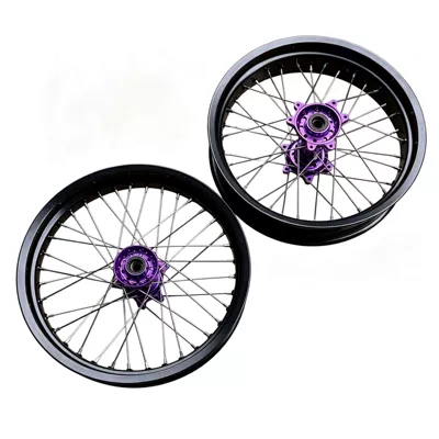 modified front 2.50-17 and rear 3.50-17, Motorcycle wheel hub - front-and-rear-wheel-hubs-are-purple