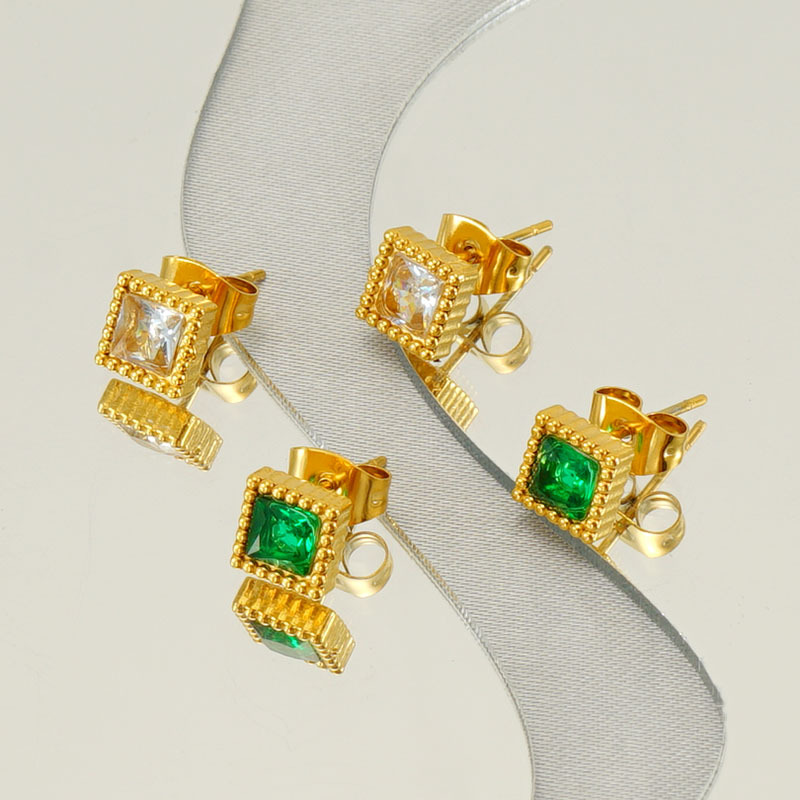 Estilo europeo y americano INS Zircon Stud pendientes nicho diseño de acero inoxidable oreja hueso Stud francés de alta calidad de titanio pendientes de acero al por mayor