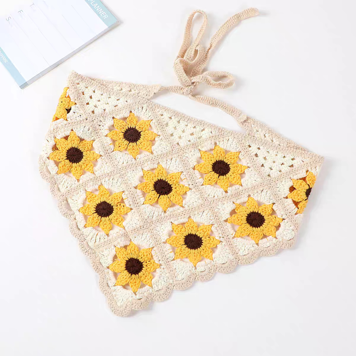 Primavera y otoño viajes ins dulce estilo lindo hecho a mano banda pelo de las mujeres accesorios para el pelo punto ganchillo pañuelo verano triángulo bufanda