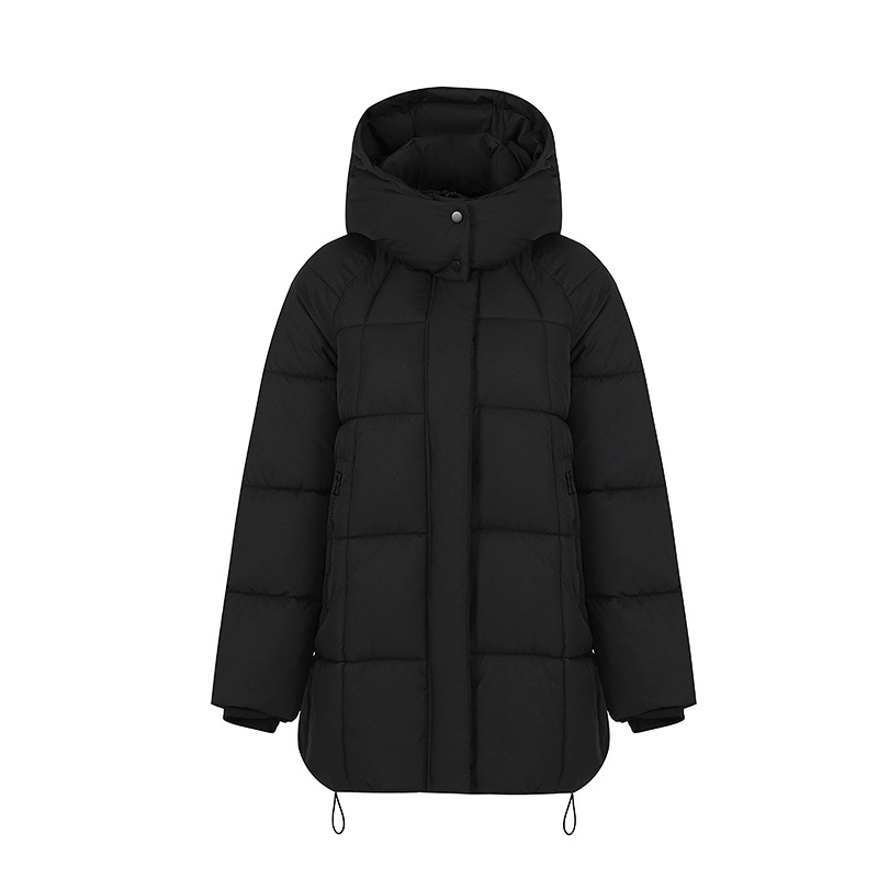 2025 invierno nuevo estilo de alta sensación relajada y cálida gruesa media y larga encapuchada casual hermosa chaqueta de algodón de mujer image 3