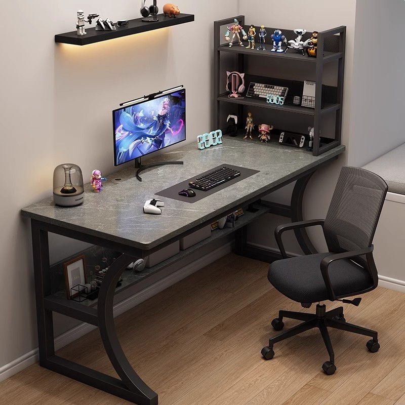 Computer Desk, Desktop Gaming Table, Modern Home Office Desk with Storage Rack, Simple Study Desk, Bedroom Study Writing Desk