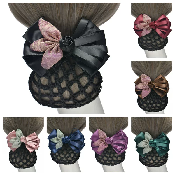 Wholesale Versatile Rose Flower Nurse Hair Net with Contrasting Colors, Thick Mesh Hair Net for Women, Hair Accessories, Hair Clips, Hair Bun