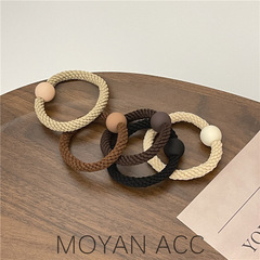 Vintage-inspired basic high elasticity thick elastic hairband, durable braided ribbon hair tie, new milk tea color hair ribbon hair accessory