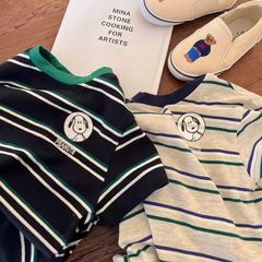 2025子供の純綿tシャツ男の子のゆったりとした通気性のある丸首の上着