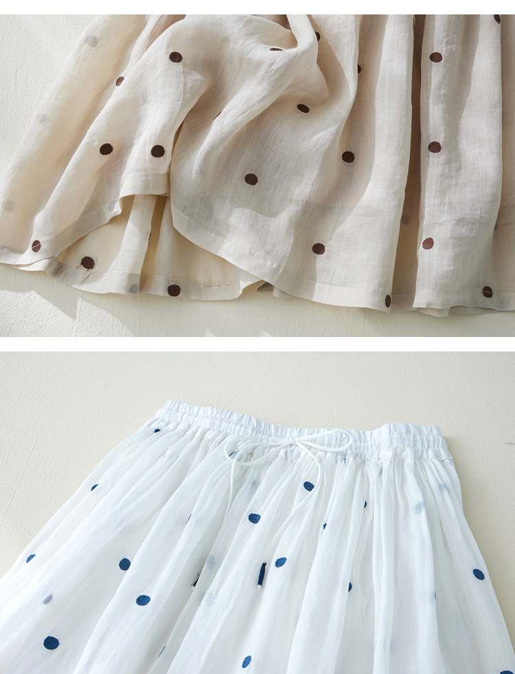 Chân váy xếp ly dáng chữ A cạp cao cotton hai lớp kiểu Nhật — Xanh lông mòng đen chi tiết 6