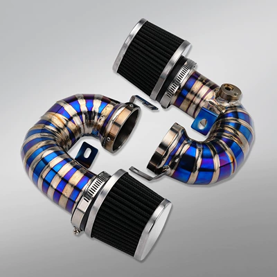Bobber Motorcycle Modified Exhaust: Motorcycle exhaust pipe - triumph-bobber-burnt-blue-titanium-air-filter