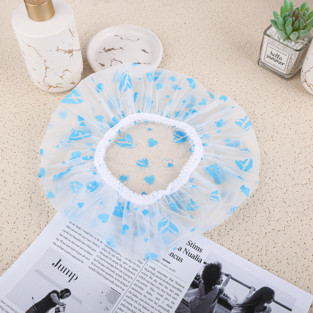 Capas de impresión de PE de una sola capa sombrero de baño más grosado sombrero de baño impermeable sombrero de pelo seco sombrero de ducha sombrero de máscara de pelo sombrero de pelo