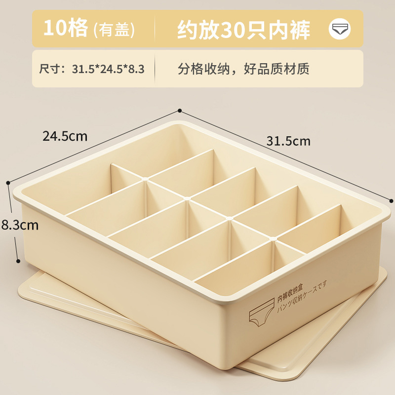 家用内衣收纳盒袜子分格整理盒塑料带盖衣柜内裤大容量防尘收纳箱|undefined