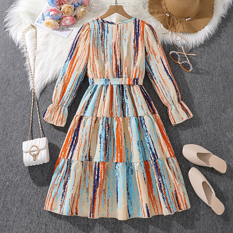 Mädchen Midi Kleid Mit Batikmuster Für Den Herbst_voghion.com