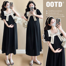 实拍现货~ 2025韩版连衣裙时尚气质孕妇装大码宽松夏季中长裙