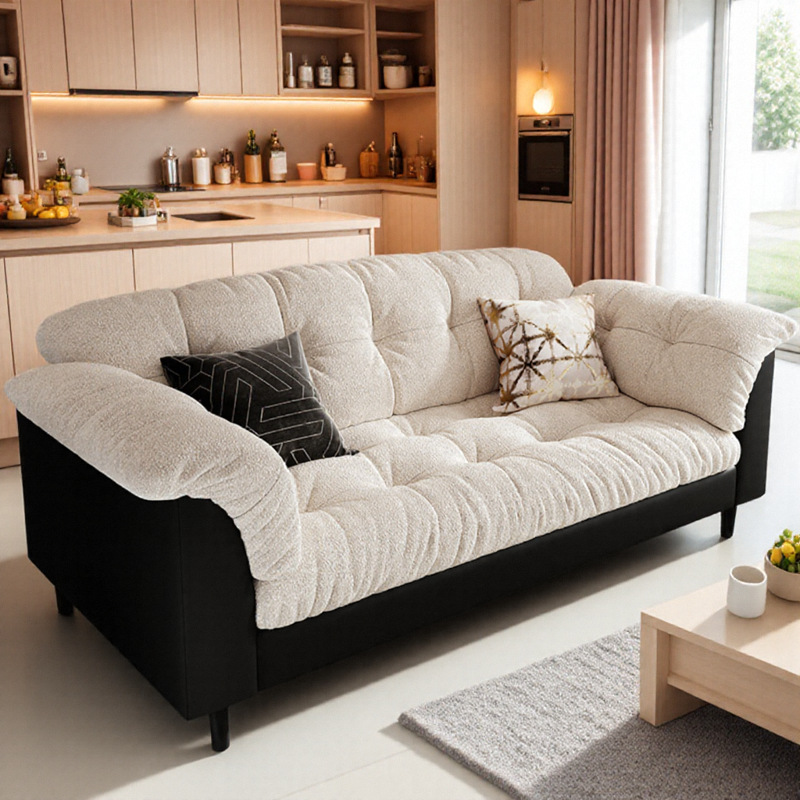 Fabric Sofa New Style Home Living Room Small Apartment Double Rental Room Modern Simple Bedroom Straight Lazy Sofa