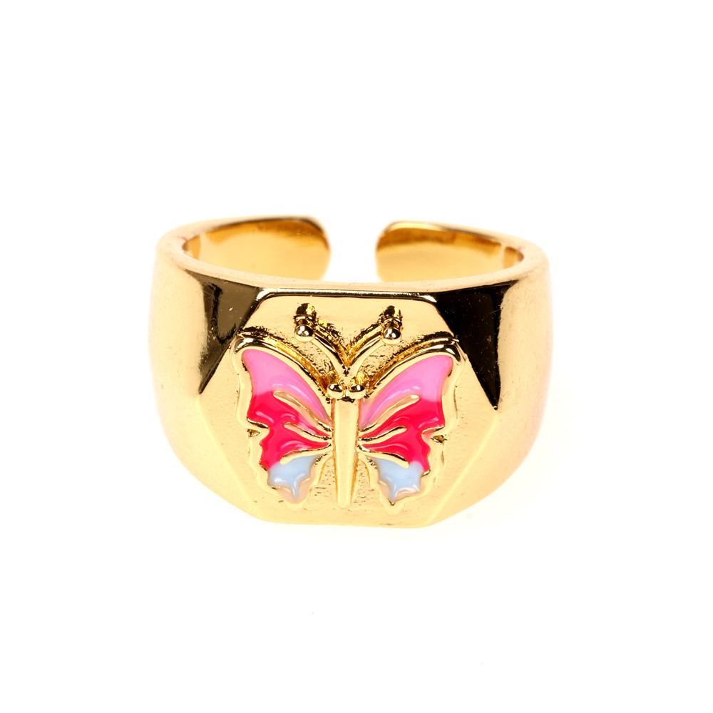 Großhandel Schmuck Schmetterlingsförmiger Offener Kupferring Nihaojewelry display picture 1