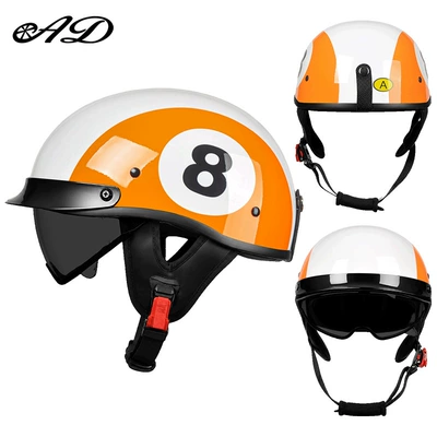 Helmets for Men and Women, Motosiklet kaskı (dəbilqə) - category-3ca-orange-8-balls-black-tea-mirror-transparent-mirror-m55-56-head-circumference