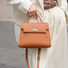 頭層牛皮凱莉包大號2024秋冬新款真皮單肩包女時尚百搭手提斜跨包