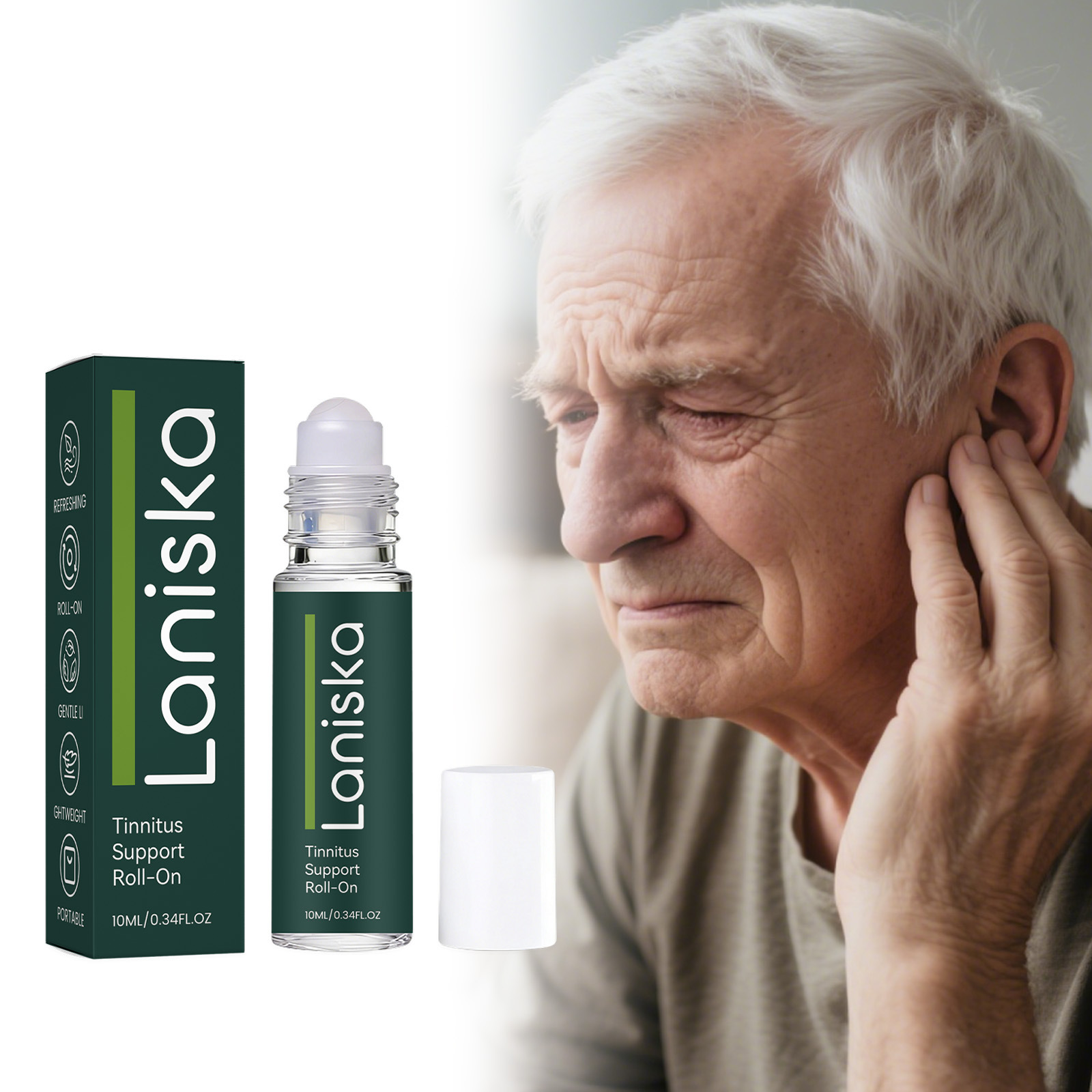 Laniska Ear Roll-On Essential Oil Gentle Care for the Ears, Cleansing Sensation, Refreshing and Comfortable, Convenient for Daily Application