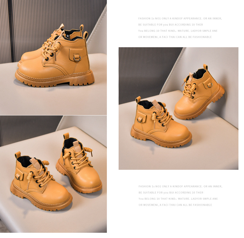 Barnskor i läder martin boots med mjuk sula för höst och vinter_voghion.com