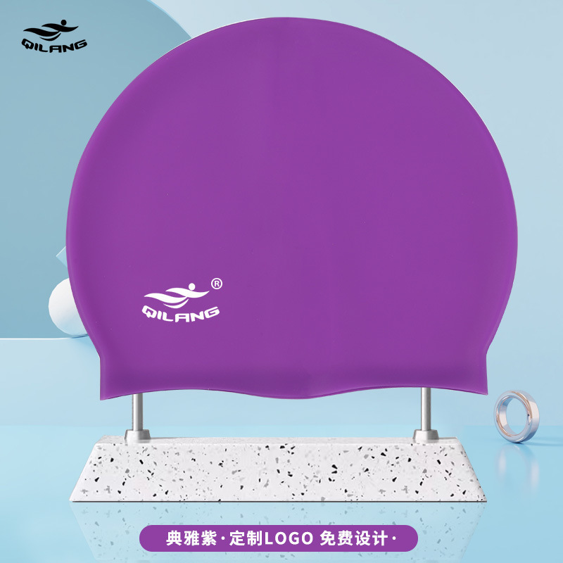 Gorro de baño de silicona para adultos al por mayor grueso 55g niños y niñas impermeable color sólido logotipo impreso gorro de baño fábrica recto
