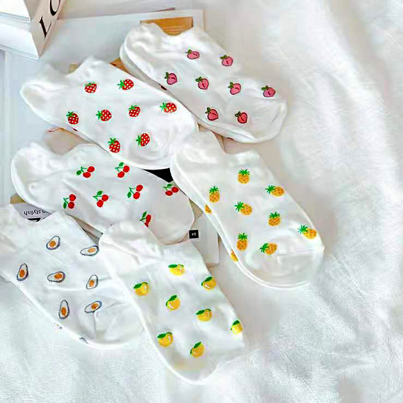 0 South Korea Socks Women's Short Strawberry Fruit Heel Silicone Shallow Mouth Short Waist Cotton Girls' Cotton Socks White Boat Socks 0 South Korea Socks Women's Short Strawberry Fruit Heel Silicone Shallow Mouth Short Waist Cotton Girls' Cotton Socks White Boat Socks