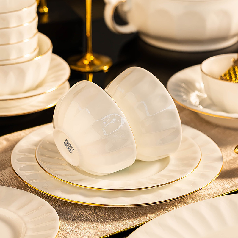 European Bone China Dish Set Household High-End Ceramic Dish Set Tableware