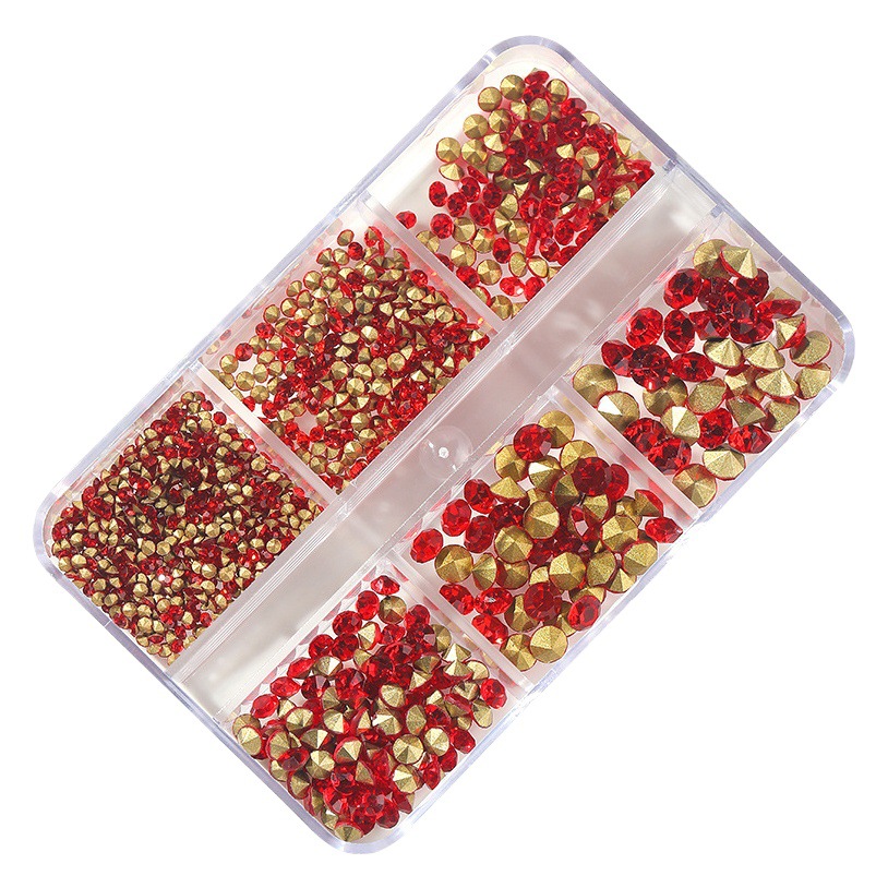 Taladro de uñas flash 2023 vino rojo de lujo plano especial en forma de diamante torcido corazón octagonal pila diamante puntiagudo Fondo diamante rojo diamante mezclado al por mayor