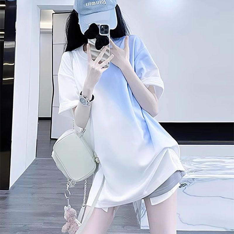 2026 New White Short-Sleeved Women's T-Shirt Summer Tie-Dye High-End Niche Unique Beautiful Half-Sleeve Top for Women 2026 New White Short-Sleeved Women's T-Shirt Summer Tie-Dye High-End Niche Unique Beautiful Half-Sleeve Top for Women