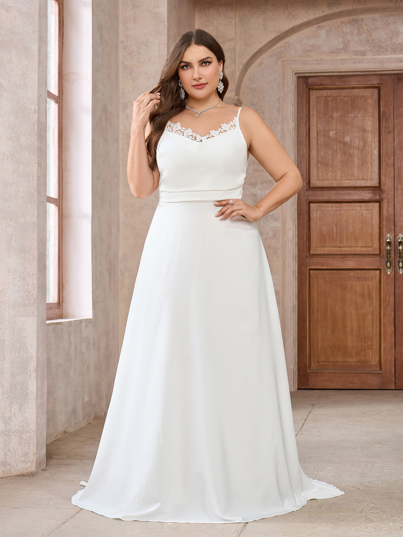 Vestido de gran tamaño, código estándar, comercio exterior europeo y americano, tirantes para mujer, cuello apilado, falda larga, vestido de fiesta de novia de boda image 6