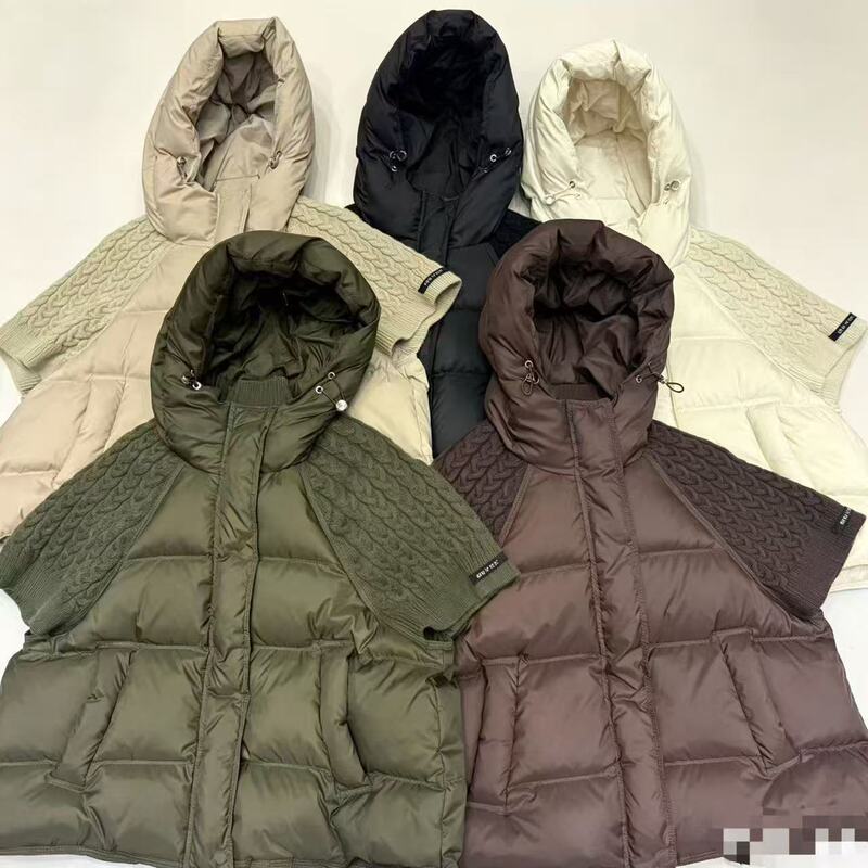 New autumn and winter cross-border hooded knitted short-sleeve down jacket for women, short Korean-style loose casual vest