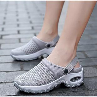 Amazon 2022 Summer Korean Style Mesh Mesh Set Feet Large Size Slippers Rocking Mother Half-Shoe Sandals Two-Slip Wear