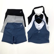 Fitness鲨鱼健身套装训练提臀运动内衣女挂脖文胸普拉提瑜伽服bra