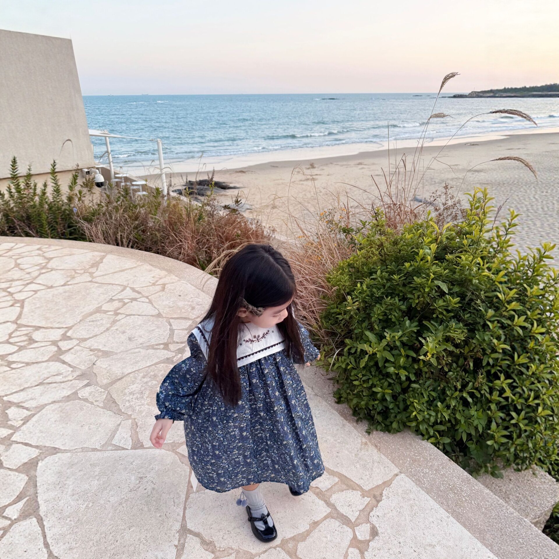 Summer dress, thin girl's skirt, small princess costume, long-sleeve, Korean style, flowered, western style