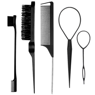 Manufacturer's Spot Amazon Popular Steel Needle Highlighted Pointed Tail Comb Hair Pulling Needle Hair Braiding Tool Hairdressing Rat Tail Comb Set