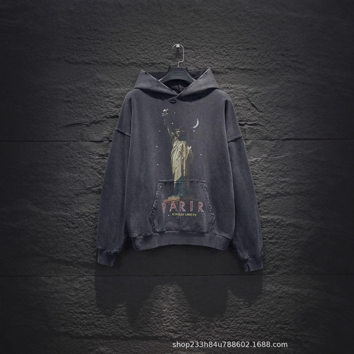 正确版2024秋冬新款B家自由女神长袖连帽卫衣男女同款过验版毒家