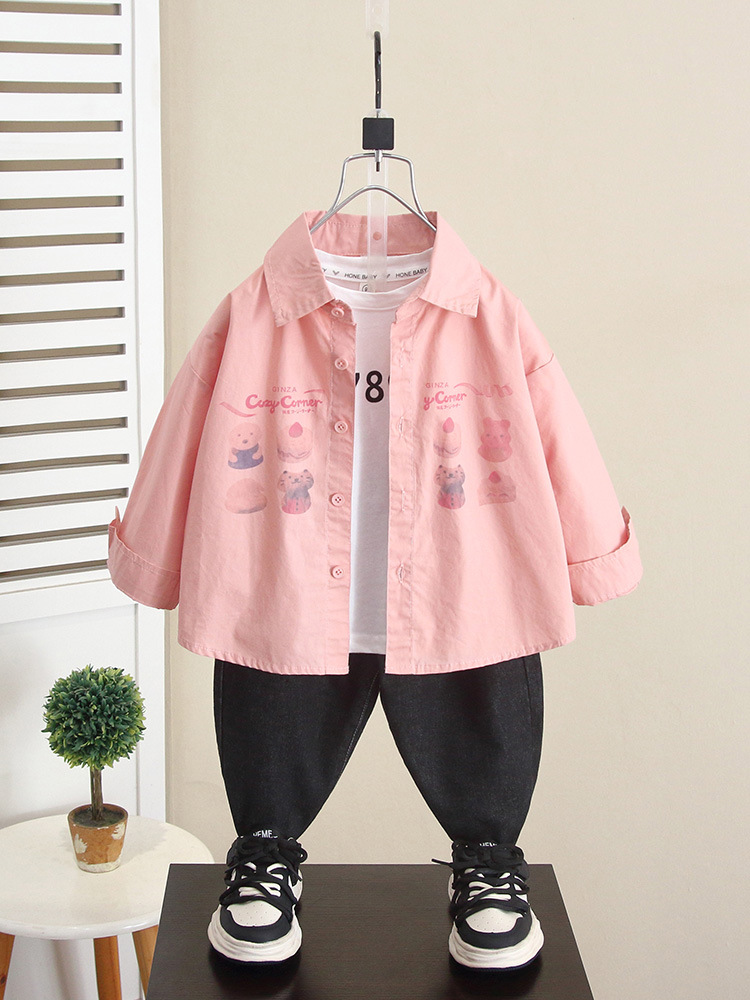 6264 Camisa delgada de otoño para niños Ropa para niños Primavera y otoño Camisa coreana de manga larga 2025 Nueva camisa para bebé